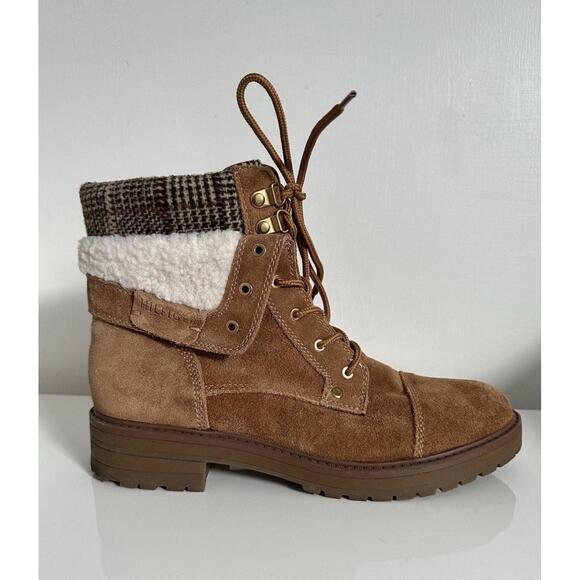 Tommy Hilfiger Shoes - Tommy Hilfiger Women Sz 7 Dyan Suede Leather Ankle Boots Brown Plaid Top EUC